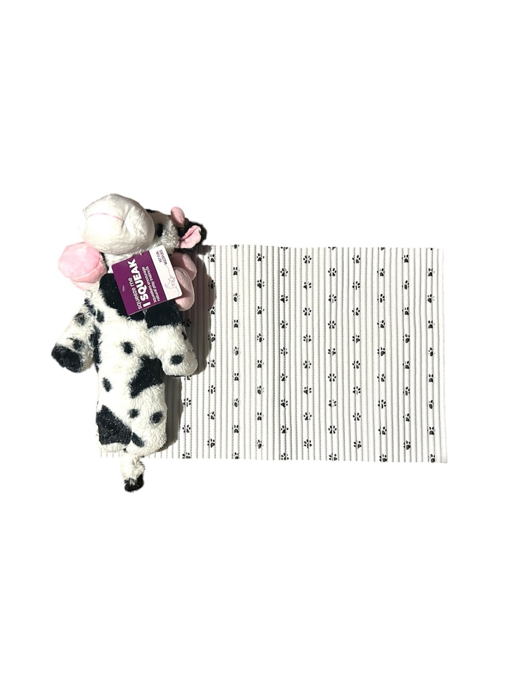 Cow Dog Toy & Dog Food Mat Bundle